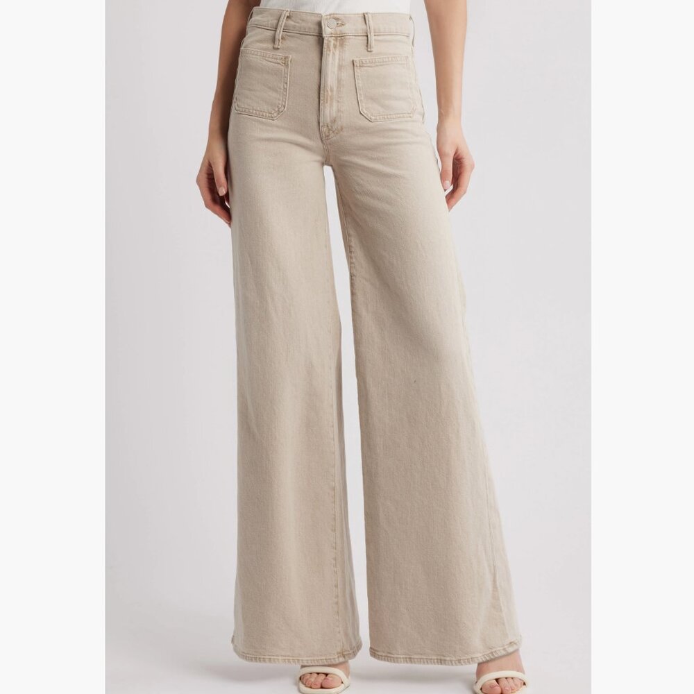 MOTHER Undercover Sneak Patch Pocket Wide Leg Jeans | Caramel
